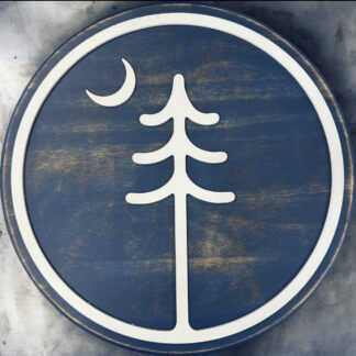 Squid Designs - Navy Tree & Moon Sign 15"